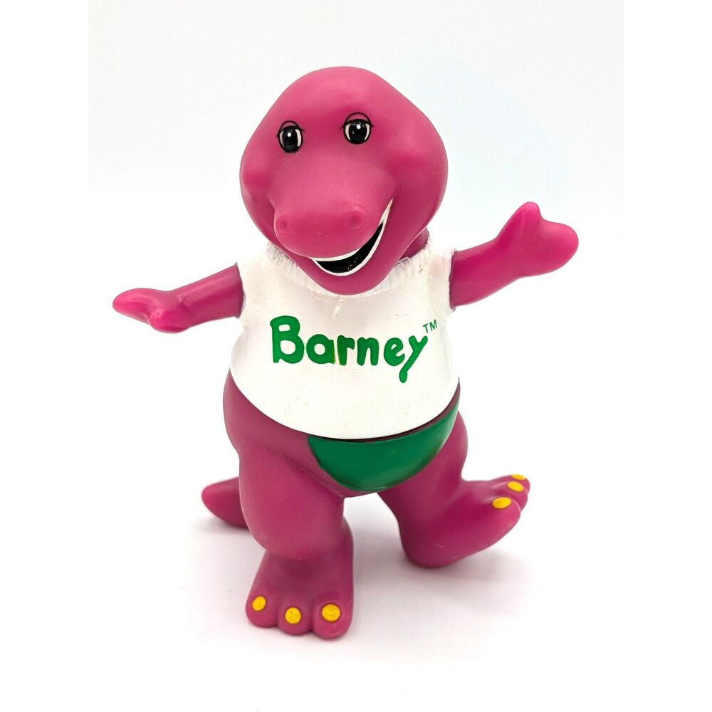 VTG Barney Purple Dinosaur White Shirt 90s Lyons Group Figure 5" Doll Toy
